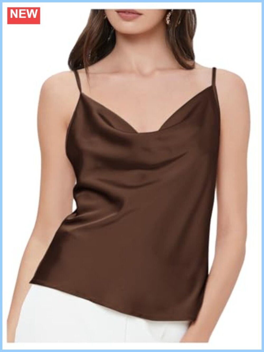 Satin Cowl Neck Camisole Sleeveless Dressy Casual Top
